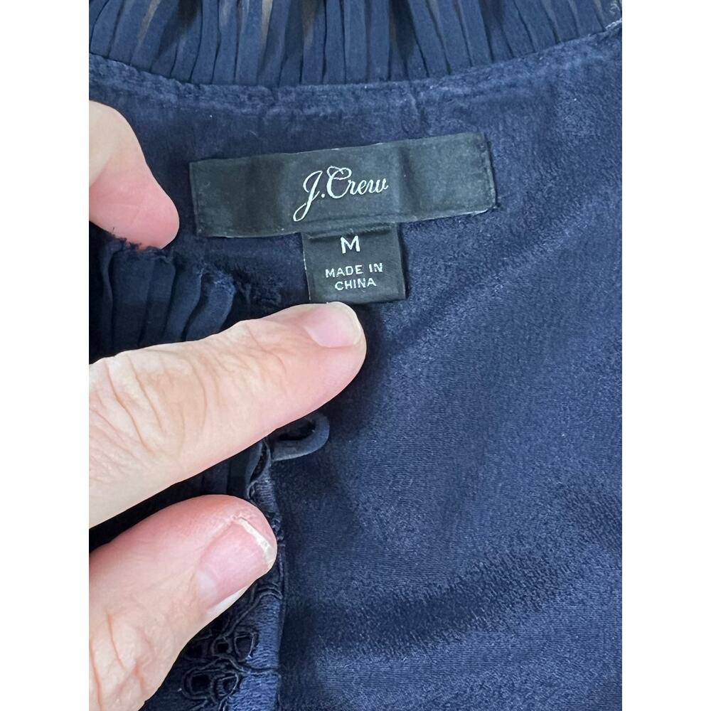 J Crew Lace Ruffle-Neck Top And Lace Pant Set Dark Blue Womans Petite 8 M - Picture 4 of 14